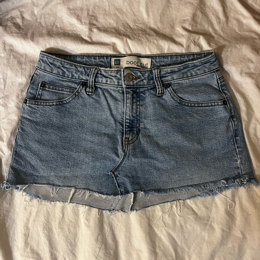 Denim micro mini skirt